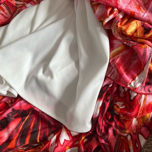 Deb's Y2K Strapless Sequin Coral Colorful Pleated Formal Prom Maxi Gown - Picture 5 of 13